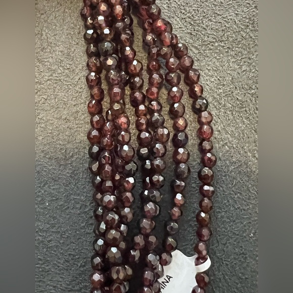 Sterling 8 strand garnet necklace - Picture 2 of 5
